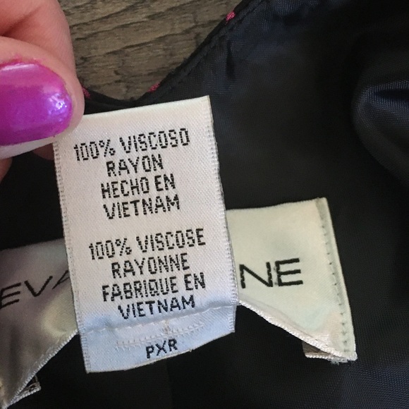 Evan Picone Ruffled Black & Pink Floral Sleeveless Asymmetric Dress - Picture 3 of 5